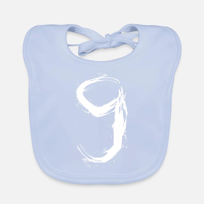 Number 9 number nine white vector graphic Organic Baby Bibs