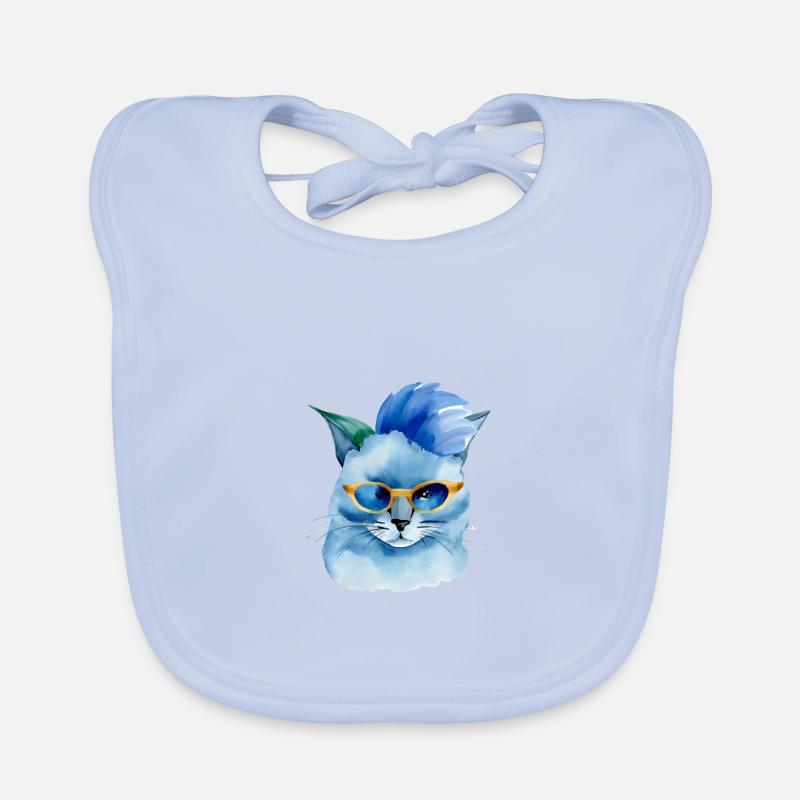 Punk Rock Cat with Sunglasses Gift Idea Organic Baby Bibs