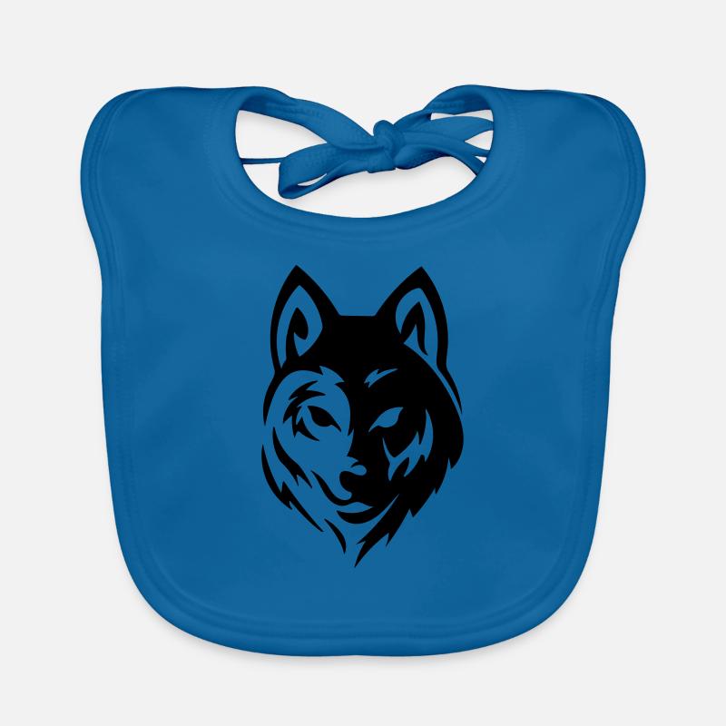 Loup - Bavoir bio Bébé - bleu paon