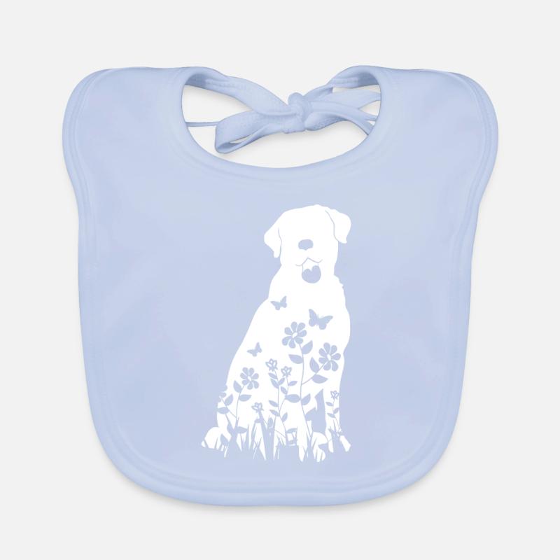 Labrador Flower Pattern Silhouette Dog Lover Gift Organic Baby Bibs