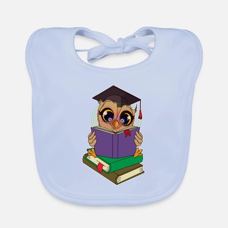 Lese Eule mit Büchern Baby Bio-Lätzchen