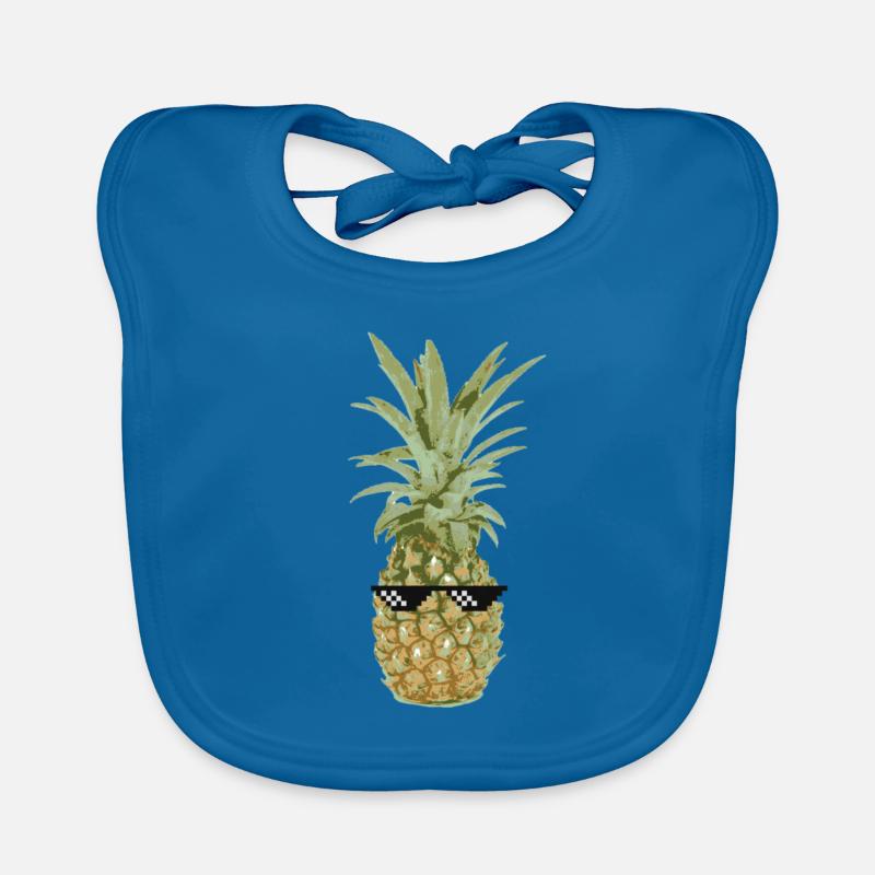 Th .. Idée de cadeau d'ananas de vie - Bavoir bio Bébé - bleu paon