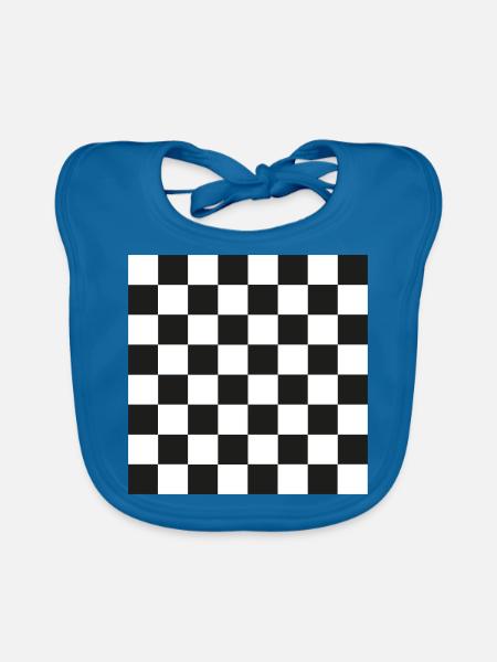 Schachbrett - Baby Bio-Lätzchen - Pfauenblau - Vorne