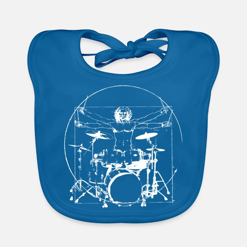 Batteur Drum Drum Drum Drum - Bavoir bio Bébé - bleu paon