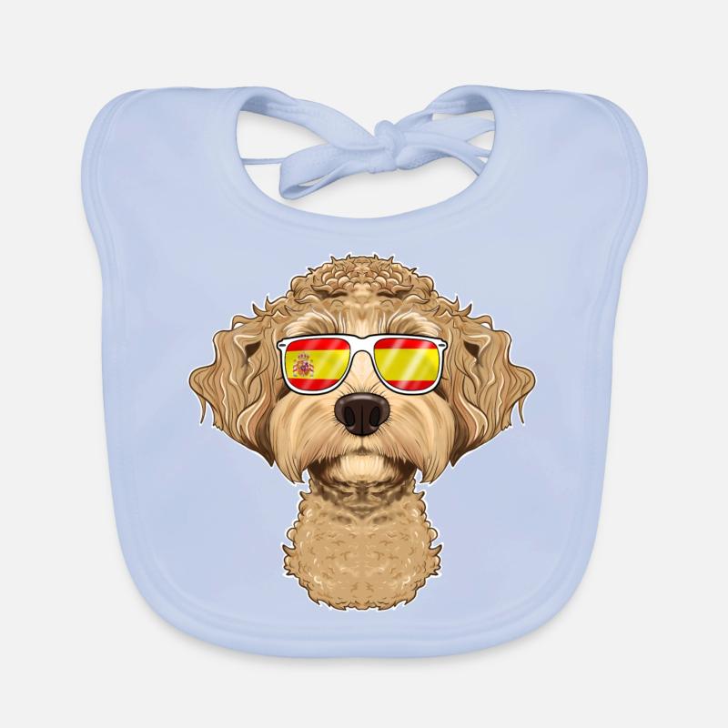 Labaradoodle I Lunettes de soleil Espagne I Drapeau espagnol Bavoir bio Bébé