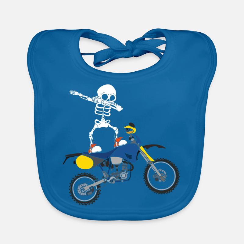 Dabbing Skeleton Motocross Motorcyclist Biker Organic Baby Bibs