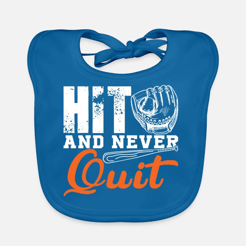 hit and never quit - Organic Baby Bibs - peacock-blue
