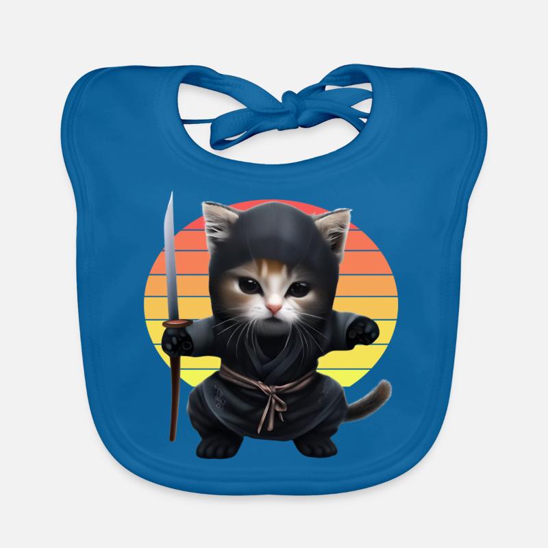 Ninja Cat Sunset Organic Baby Bibs