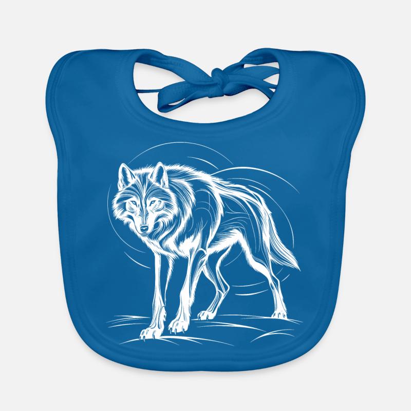 Wolf, white Organic Baby Bibs