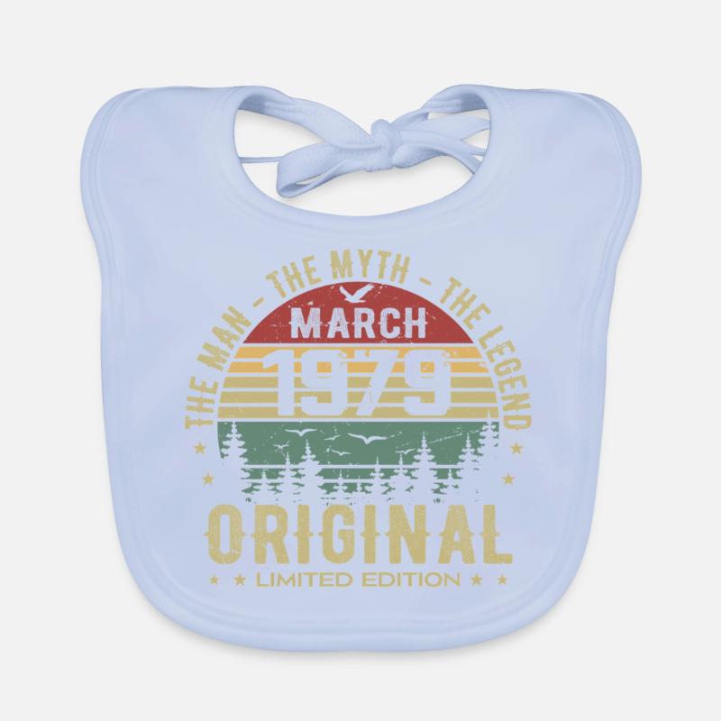 Gift for the 46th Anniversary Original March 1979 Organic Baby Bibs