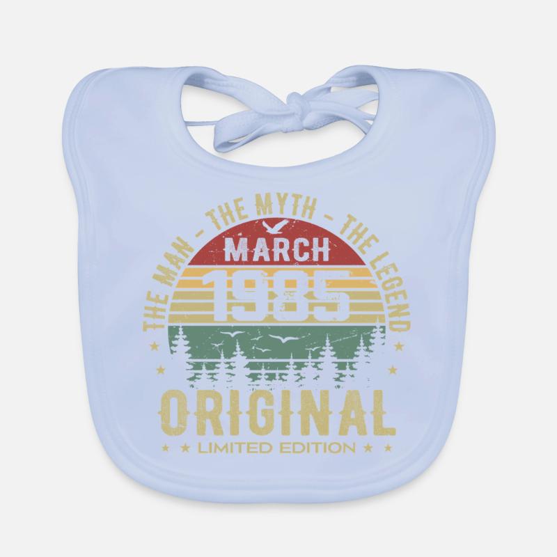 Gift for the 40th Anniversary Original March 1985 Organic Baby Bibs