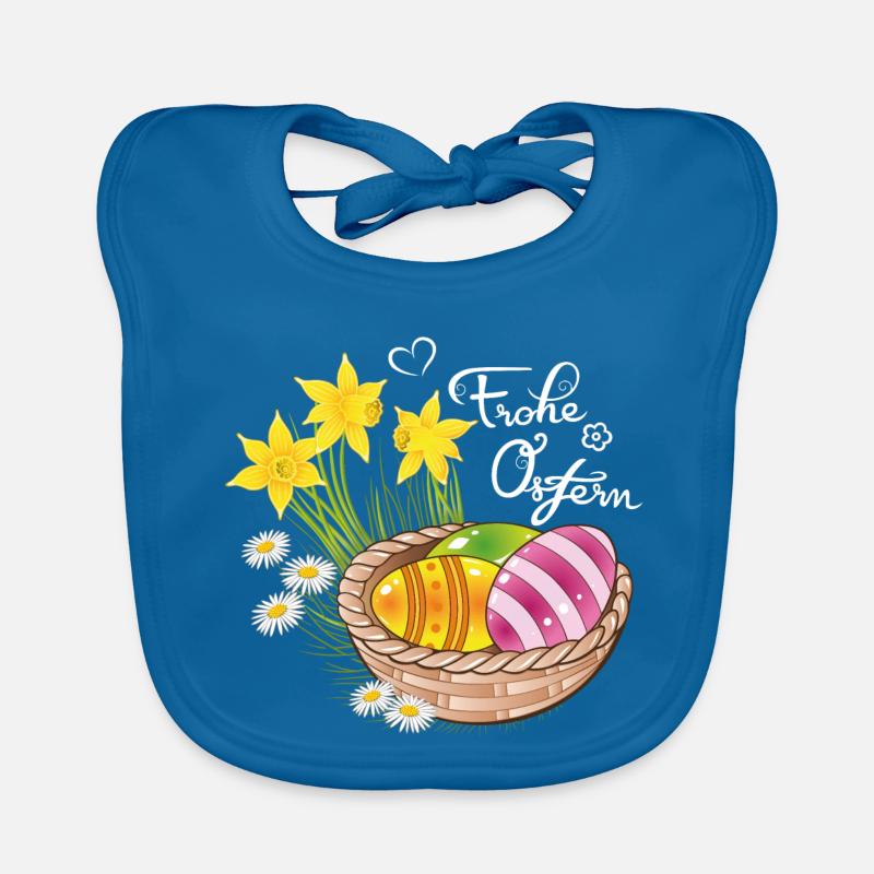 Happy Easter Easter basket Easter eggs Easter flowers eggs Organic Baby Bibs