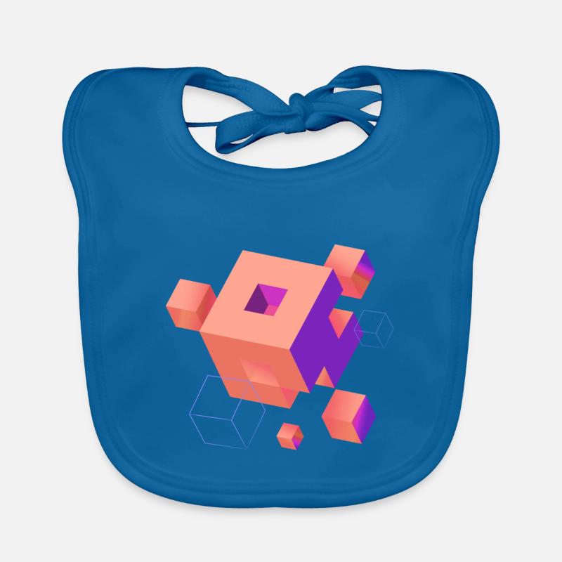 Cube Escher Space Nerd 3D AI Geek Cool PC Techie Organic Baby Bibs