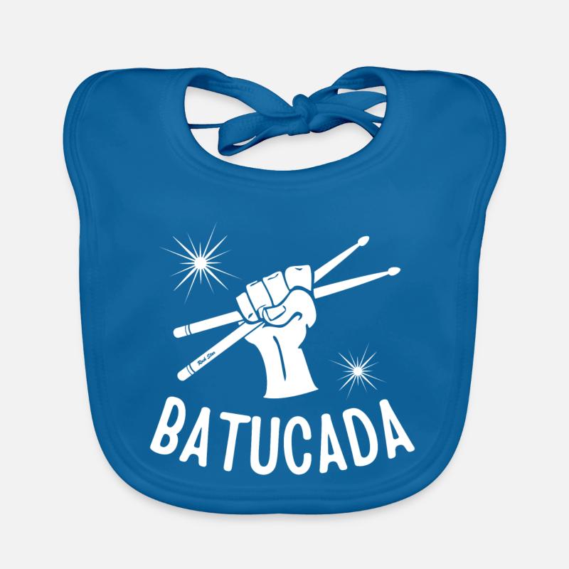 batucada, brésil, samba, rio - Bavoir bio Bébé - bleu paon