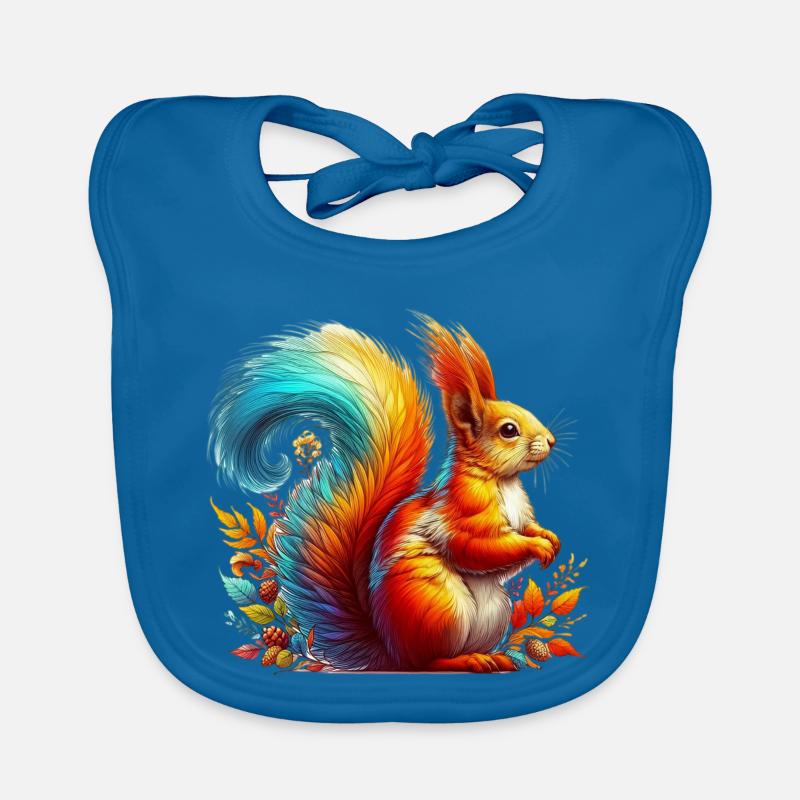 Eichhörnchen - Baby Bio-Lätzchen - Pfauenblau