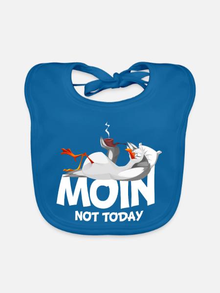 Moin Möwe Vogel Hafen Küste Faul - Baby Bio-Lätzchen - Pfauenblau
