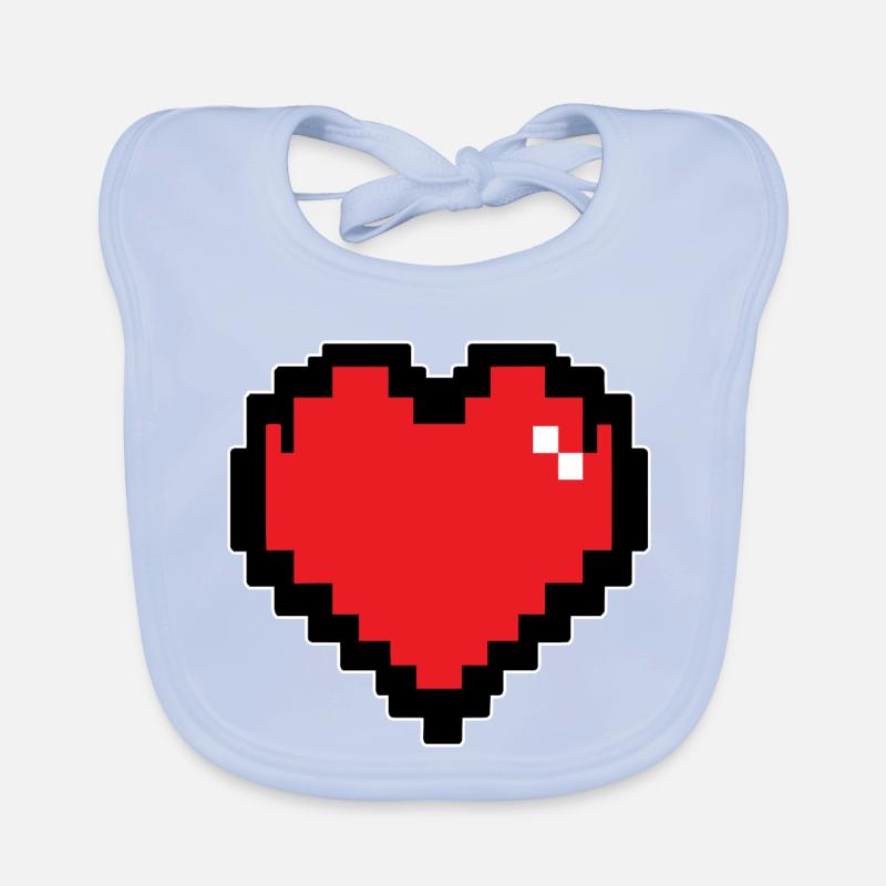 Retro Rotes Pixelherz Baby Bio-Lätzchen