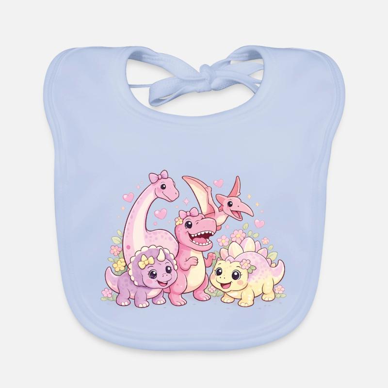 Süßes Mädchen Dino-Truppe Baby Bio-Lätzchen