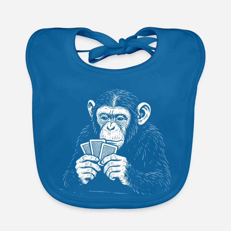 Chimp playing Cards Organic Baby Bibs