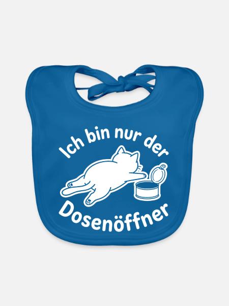 Katze - Ich bin nur der Dosenöffner Spruch - Baby Bio-Lätzchen - Pfauenblau - Vorne