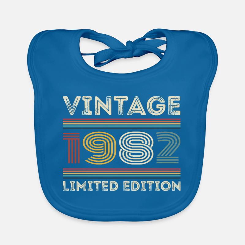 1982 Anniversaire 1982 Retro 1982 Cadeau 1982 - Bavoir bio Bébé - bleu paon