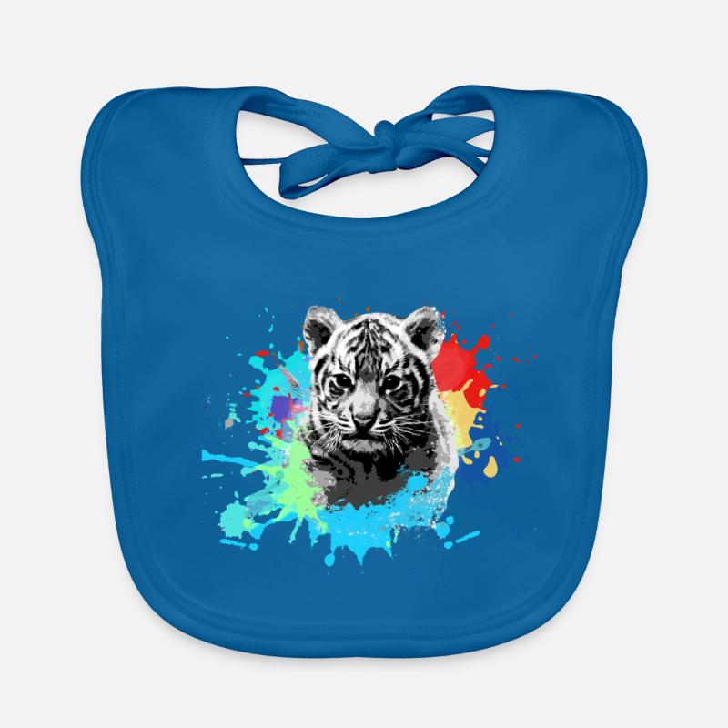 tigerbaby,tiger,blau,graffiti,malerei,klecks - Baby Bio-Lätzchen - Pfauenblau