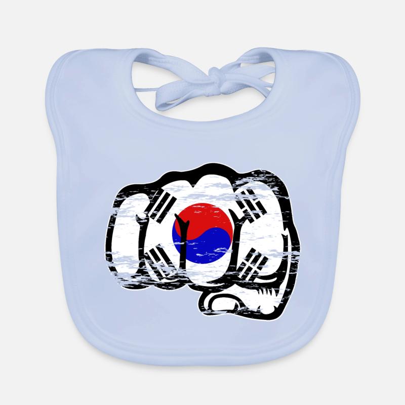 Drapeau de la Corée du Sud Main Poing Utilisé Bavoir bio Bébé