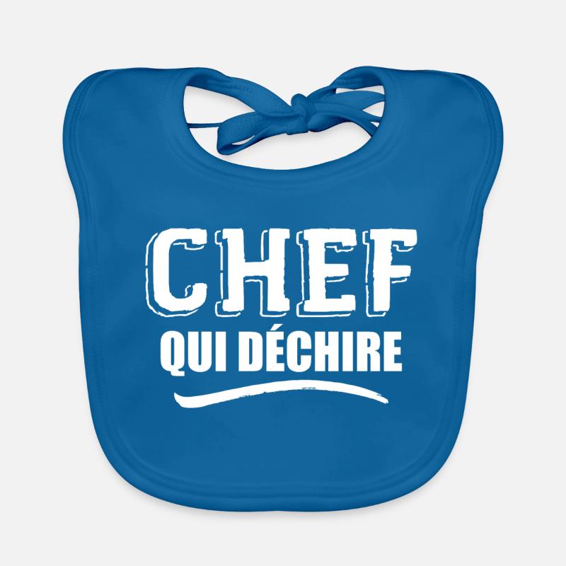 Chef Qui Déchire - Bavoir bio Bébé - bleu paon