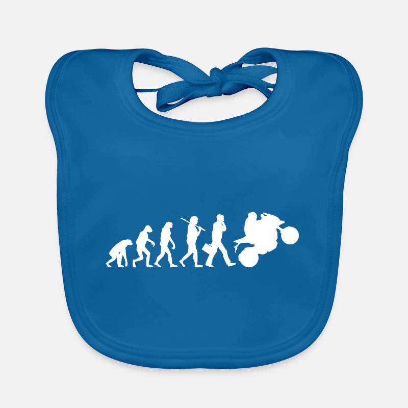 Evolution de la moto - Bavoir bio Bébé - bleu paon
