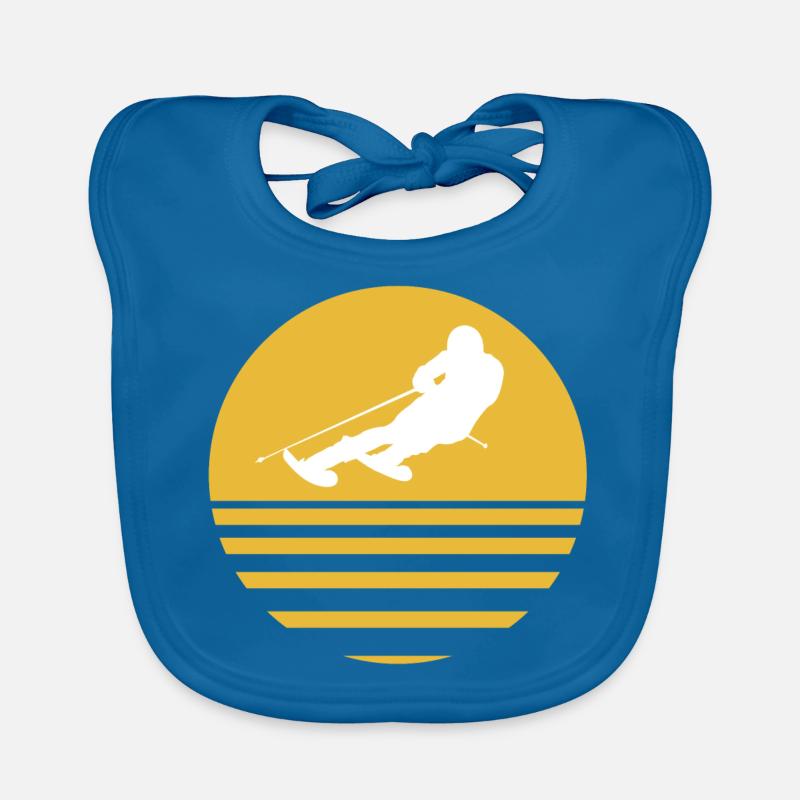 Skiing Skiing Gold Organic Baby Bibs