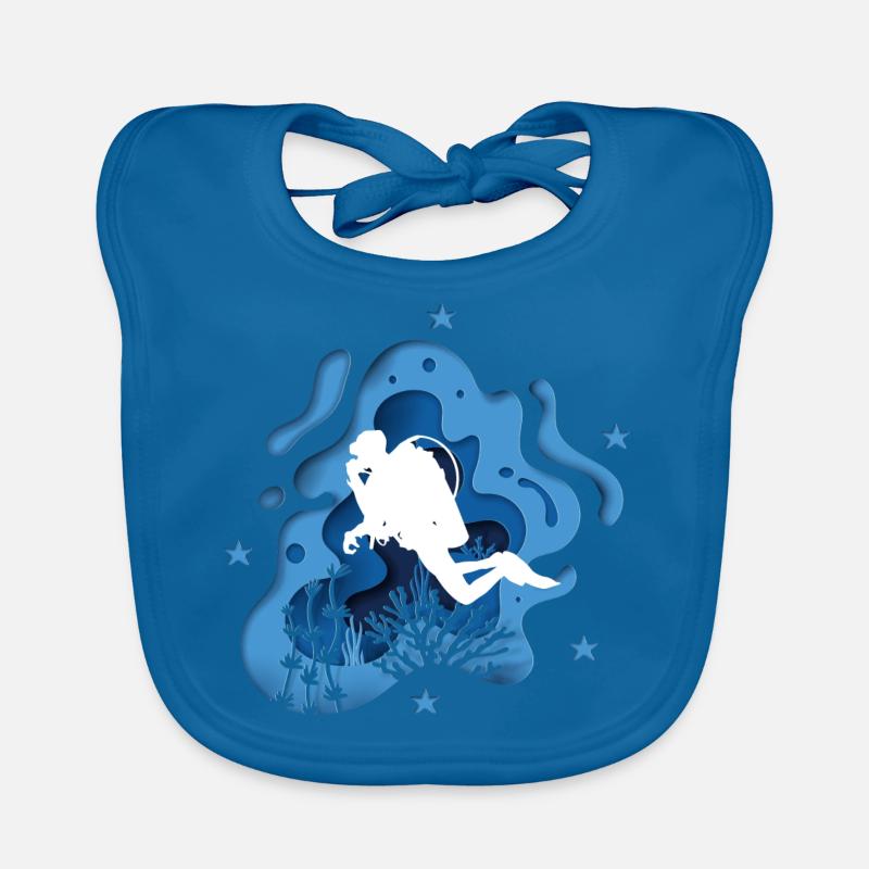 Diver diving scuba diver blue cave Organic Baby Bibs
