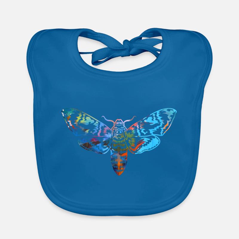 mothmoth,outline,grey,beige,moth,colorful Organic Baby Bibs