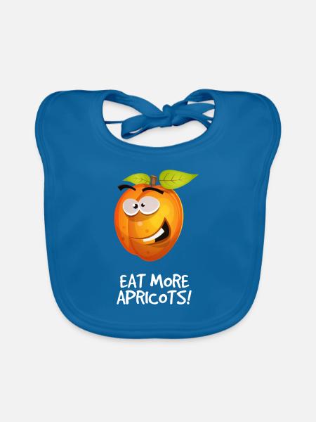 Aprikose lustiger Spruch Früchte Mann Frau Kind - Baby Bio-Lätzchen - Pfauenblau - Vorne