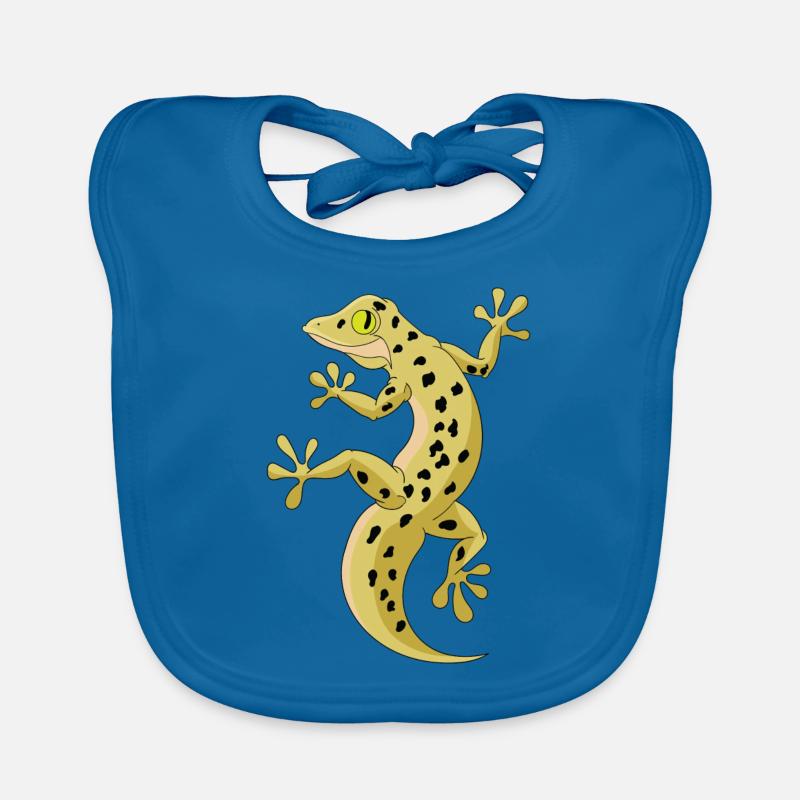Gecko - Organic Baby Bibs - peacock-blue