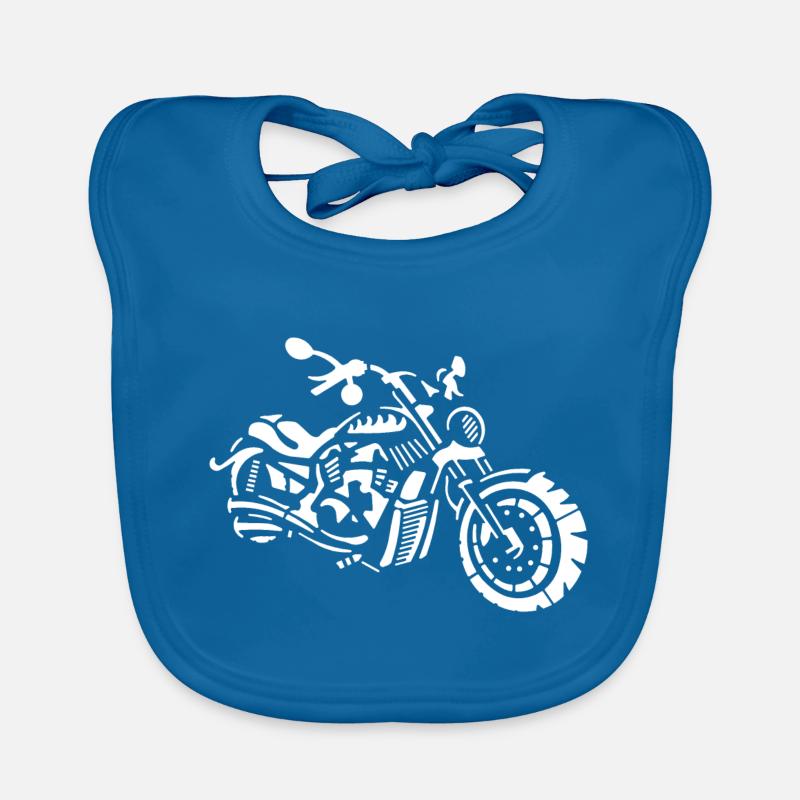 Idée cadeau moto moto Chopper - Bavoir bio Bébé - bleu paon