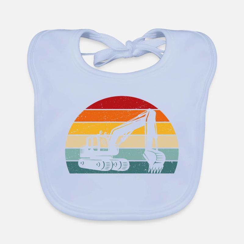 Retro Bagger Baggerfahrer Baustelle Bauarbeiter Baby Bio-Lätzchen