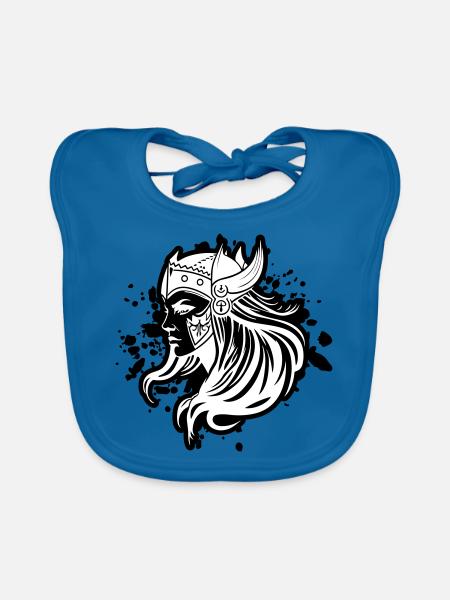 Viking Woman Warrior Viking - Organic Baby Bibs - peacock-blue - Front