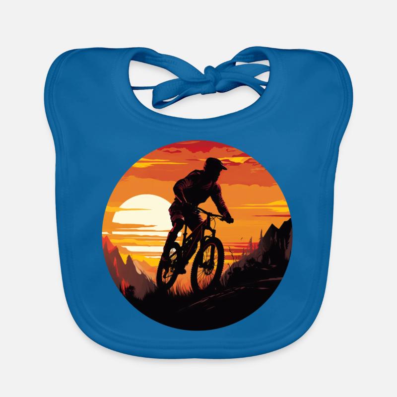 MTB Downhill Cyclist Silhouette, Organic Baby Bibs
