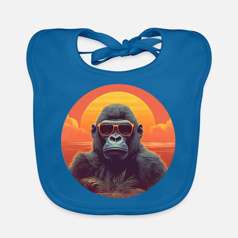 Gorille cool au coucher du soleil: conception de singe détendue Bavoir bio Bébé