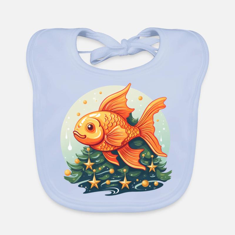 Weihnachtsbaum mit Goldfischen Baby Bio-Lätzchen