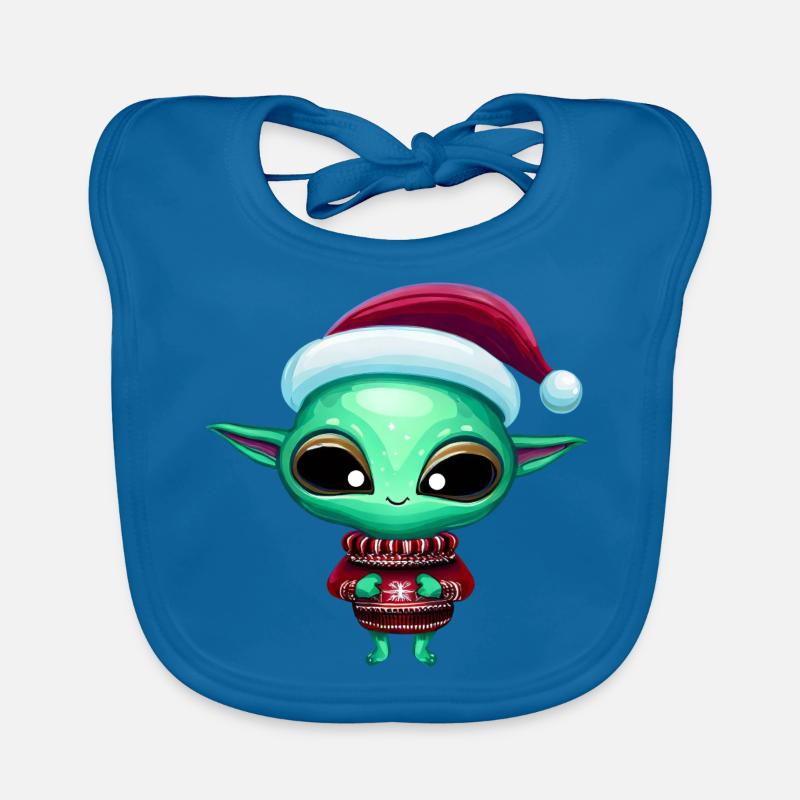 Weihnachtsalien mit Weihnachtsmütze Baby Bio-Lätzchen