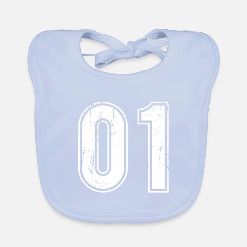 01 Years Retro Jersey Number 01 T-hirt Number Organic Baby Bibs