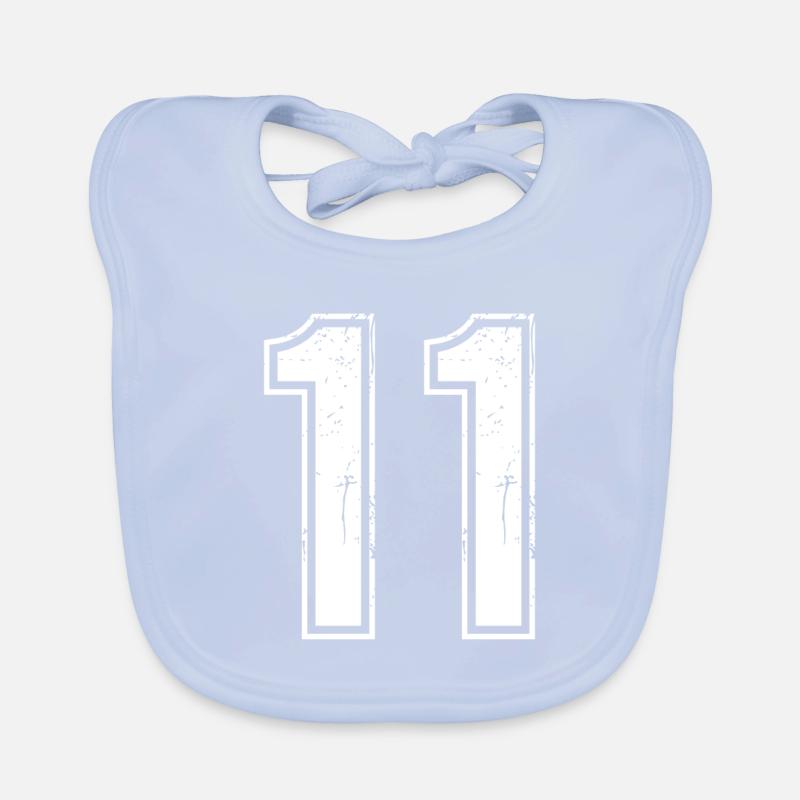 11 Years Retro Jersey Number 11 T-hirt Number Organic Baby Bibs