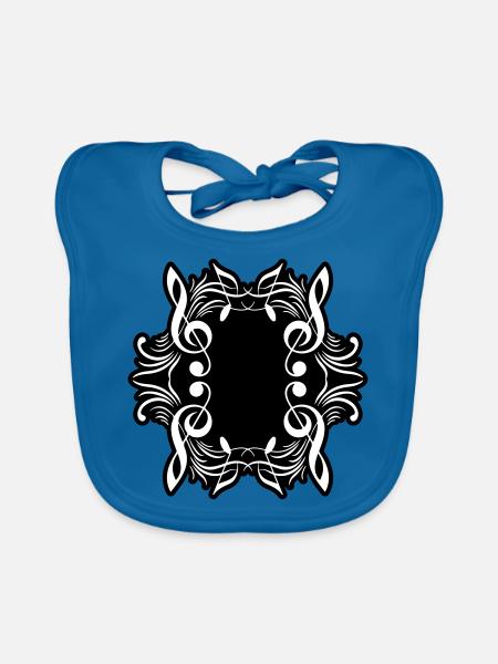 Musique de symbole de notes de musique - Bavoir bio Bébé - bleu paon - Devant