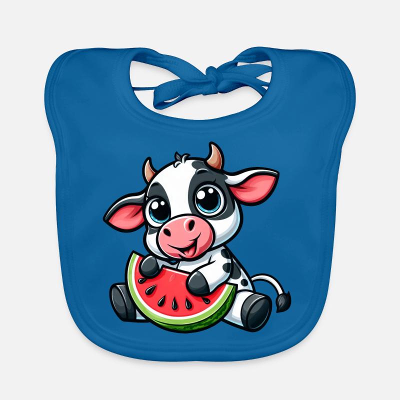 Mignon dessin animé vache pastèque été fruité Bavoir bio Bébé