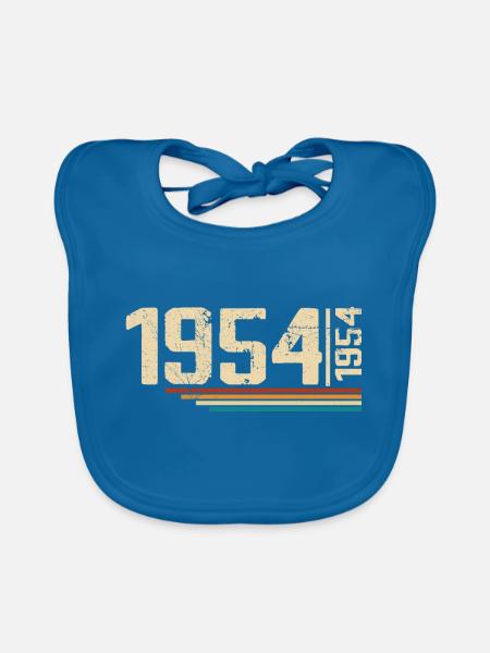 Millésime Anniversaire 1954 Fête Anniversaire 1954 - Bavoir bio Bébé - bleu paon - Devant