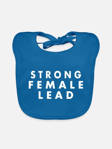 Strong female lead - Organic Baby Bibs - peacock-blue - Front