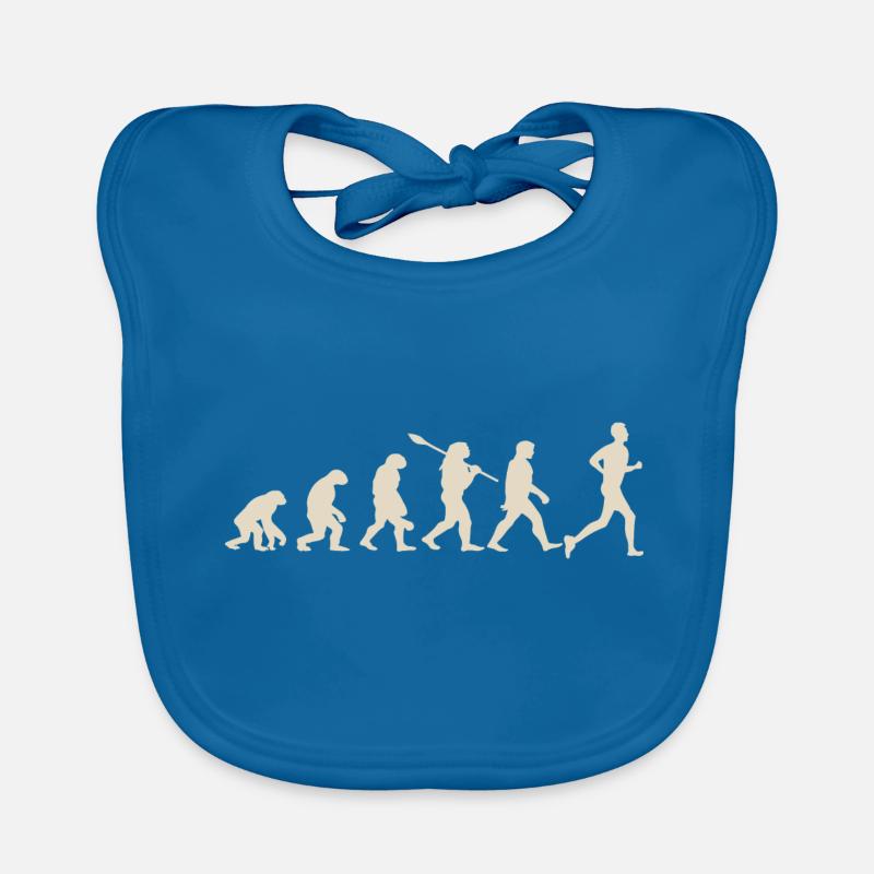 Evolution du marathon - Bavoir bio Bébé - bleu paon