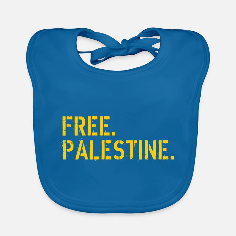Free Palestine - Bavoir bio Bébé - bleu paon