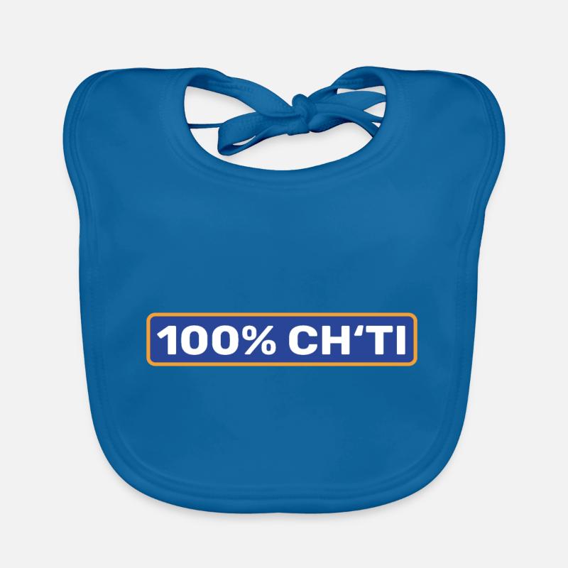 100% Ch'ti - Nord pas de calais - Bavoir bio Bébé - bleu paon